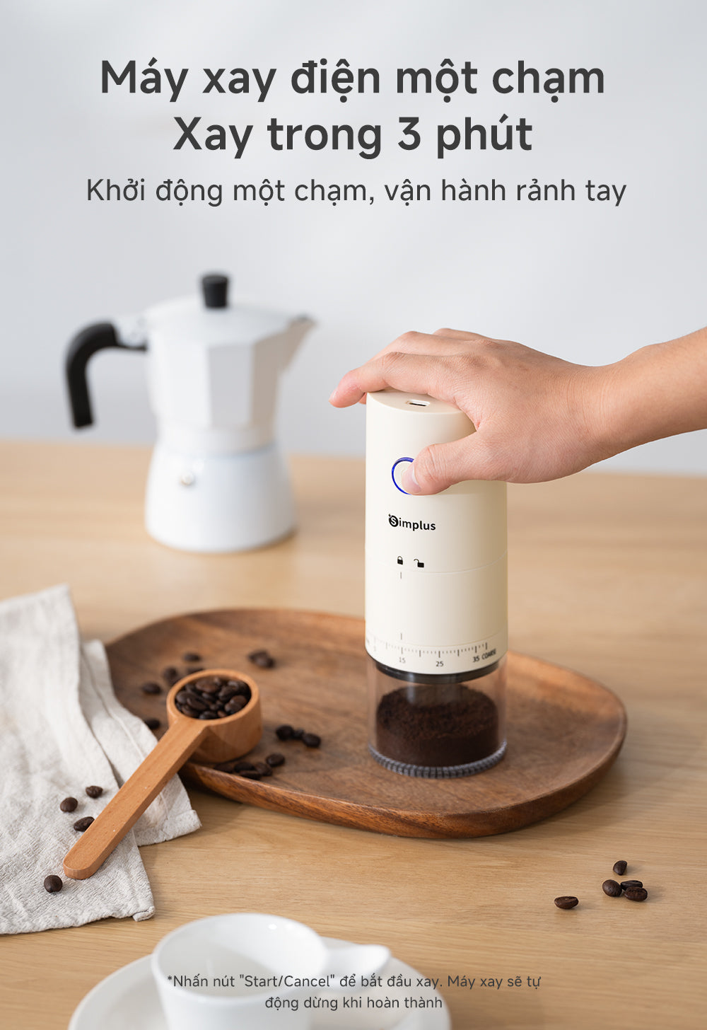 Simplus Máy Xay Cà Phê Điện Cầm Tay 38 Mức Độ MDJH005FZ
