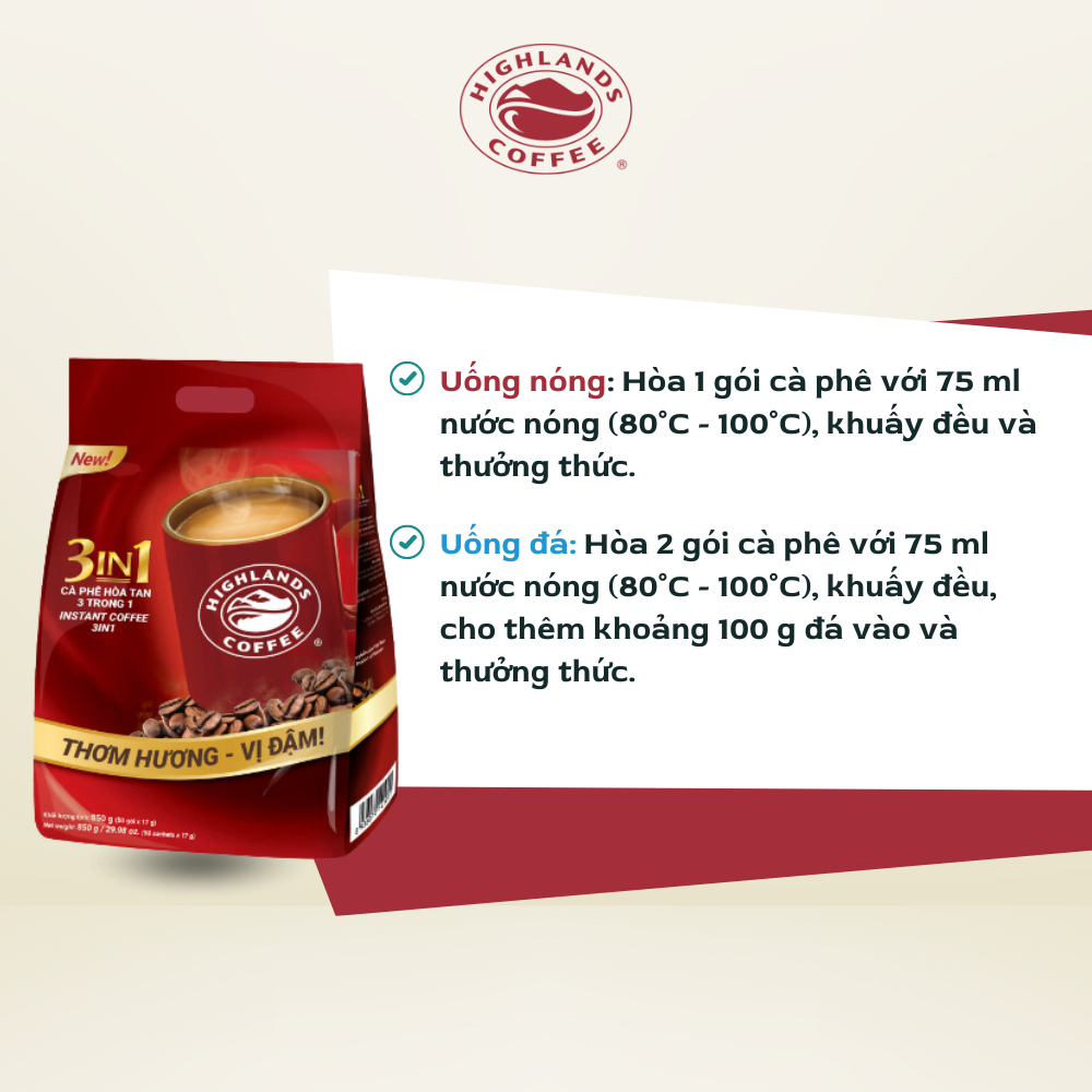 Cà Phê Sữa Highlands Coffee 3in1 Hòa Tan