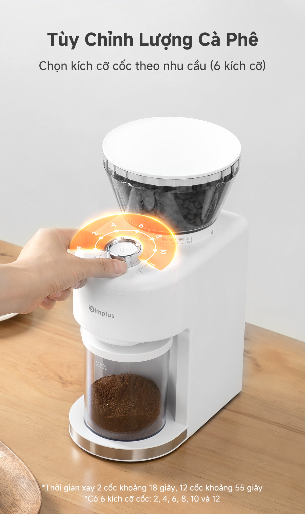 Simplus Máy Xay Cà Phê Điện Để Bàn 35 Mức Độ MDJH004