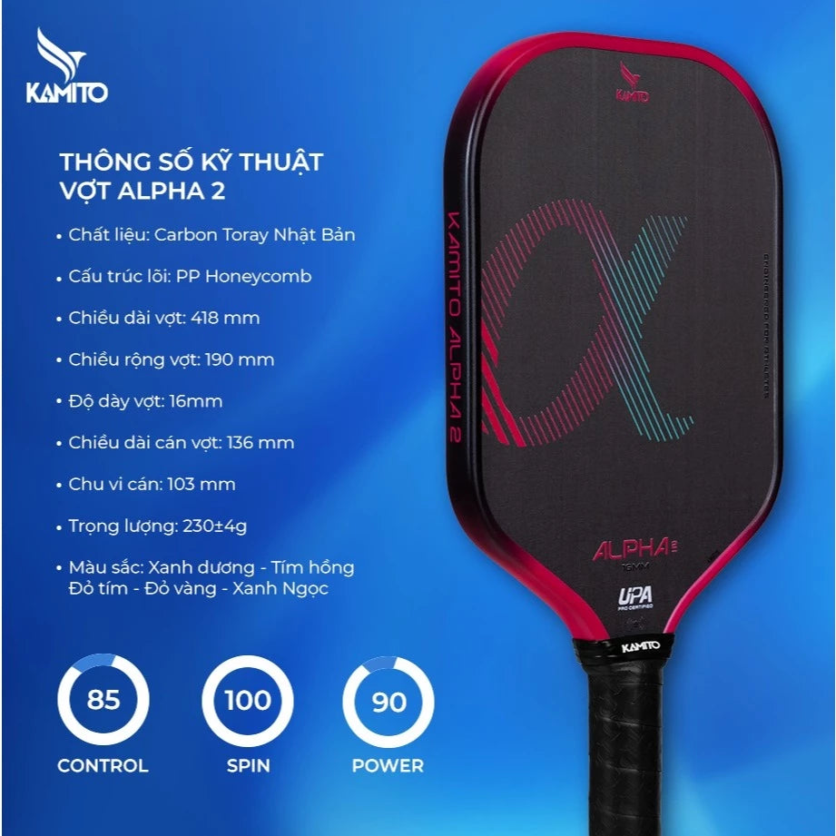 Vợt Pickleball Kamito Alpha 2 - chi tiết sản phẩm